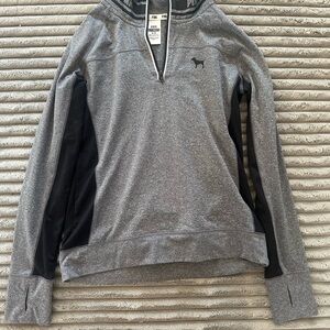 Pink by Victoria’s Secret, Gray and Black Quarter-Zip Pullover